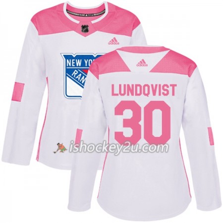 Dame NHL New York Rangers Trøje Henrik Lundqvist 30 Adidas 2017-2018 Hvid Lyserød Fashion Authentic